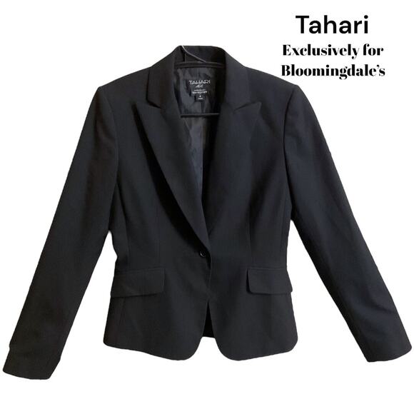 Tahari ASL Exclusively for Bloomingdale’s Black Notched Collar Size 2 Blazer - Picture 1 of 9